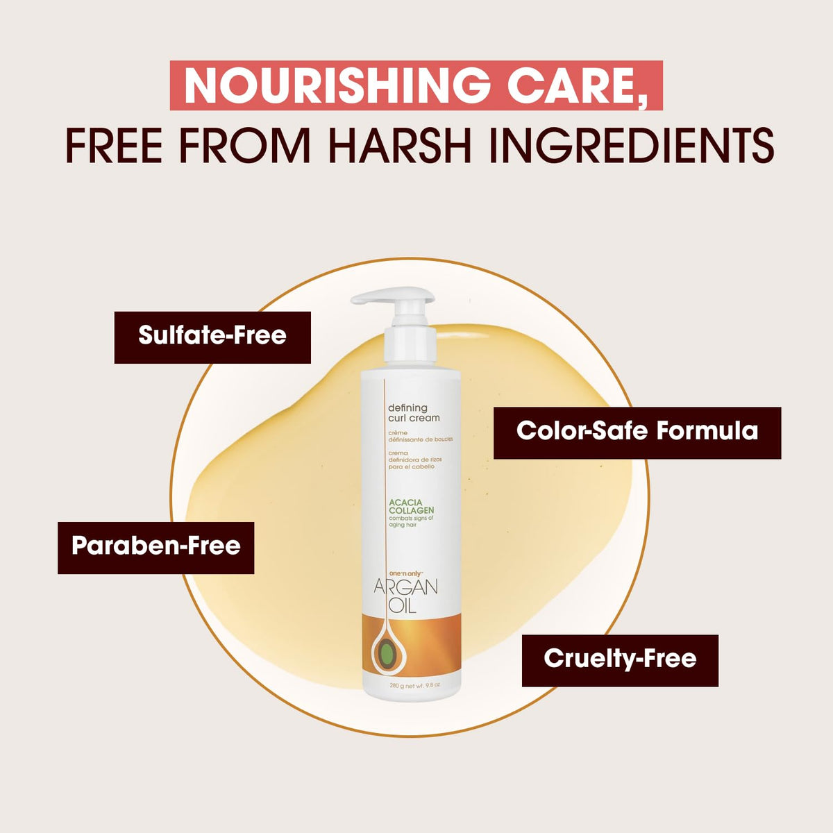 Sulfate-free and paraben-free label on One 'n Only product.