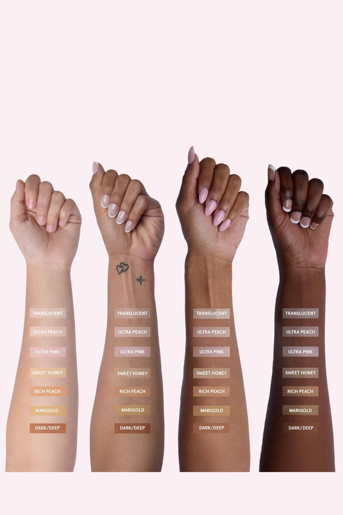 Seven shades of One Size Ultimate Blurring Setting Powder including Ultra Pink