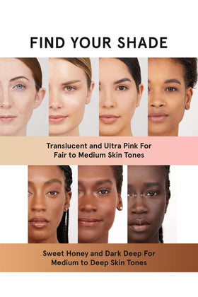 Porcelain skin selfie with One Size Ultra Pink reveals natural camera-ready finish