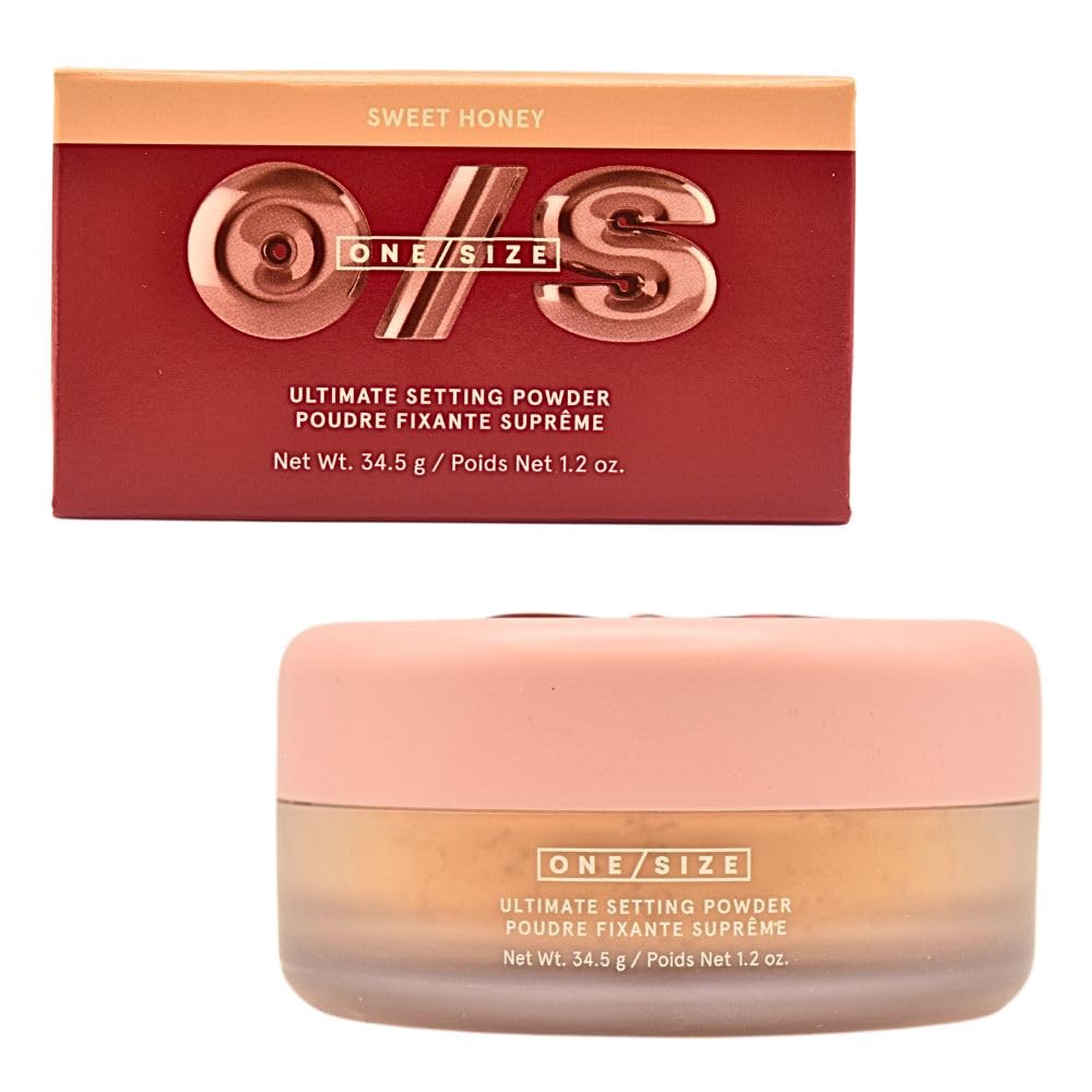 One/Size Ultimate Setting Powder Sweet Honey bottle shows all-day oil control.