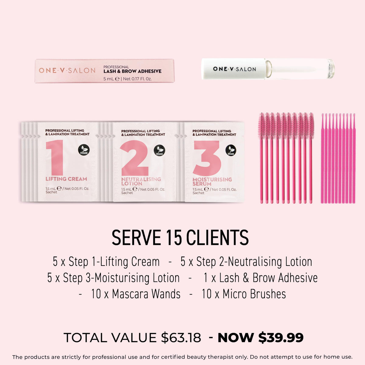 One V Salon precision tools and wands for flawless brow lifts.