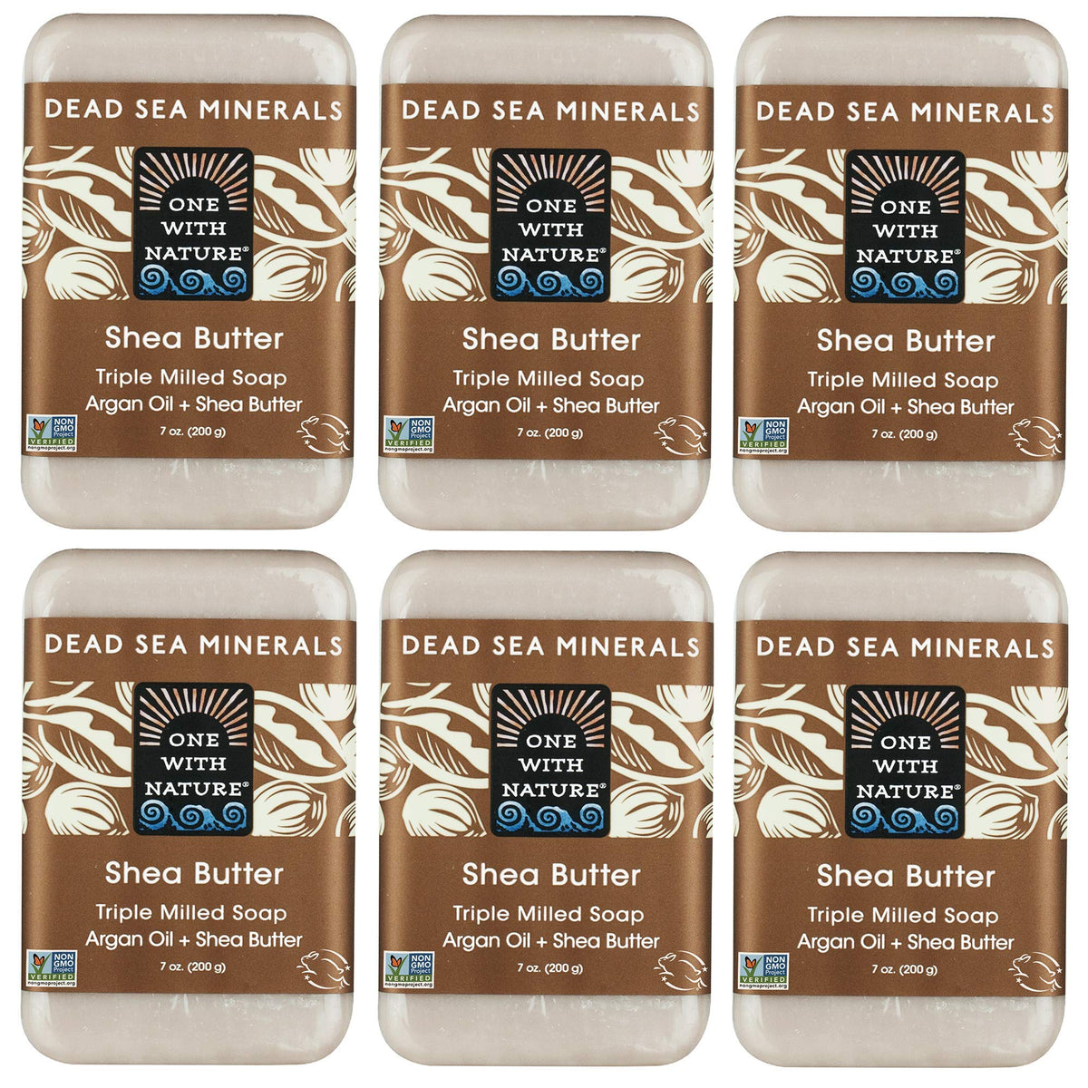 One With Nature Dead Sea mineral soap bars closeup, mineral-rich cleansing for balanced skin.