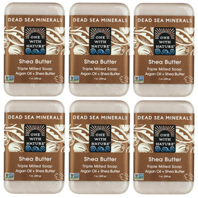 One With Nature Dead Sea mineral soap bars closeup, mineral-rich cleansing for balanced skin.