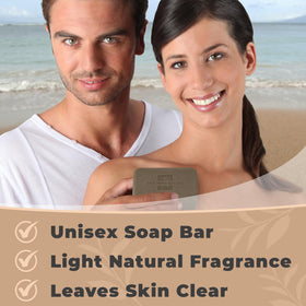 One With Nature Dead Sea Mud Soap unscented bar for gentle cleansing.