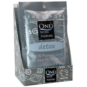 One With Nature Dead Sea Salt 2.5oz pack with mineral-rich crystals for a soothing bath.