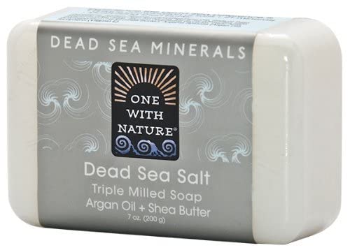 Close-up of Dead Sea mineral soap texture with shea butter.