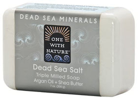 Close-up of Dead Sea mineral soap texture with shea butter.