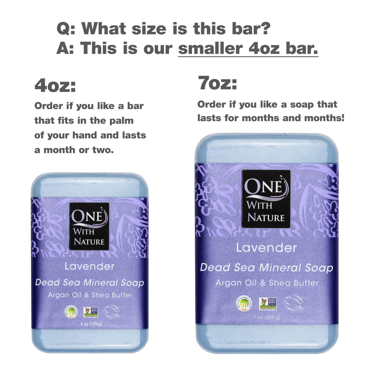 One With Nature lavender soap bar close-up showing soothing aroma and minerals.