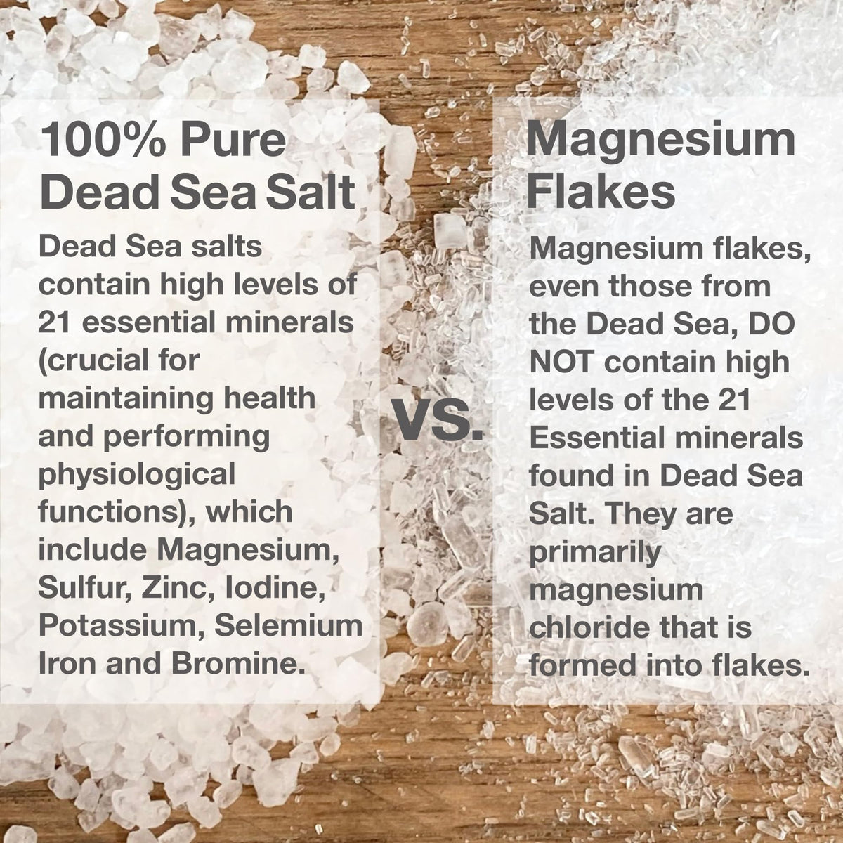 Close-up of One With Nature Dead Sea Salt crystals highlighting minerals for bath time.