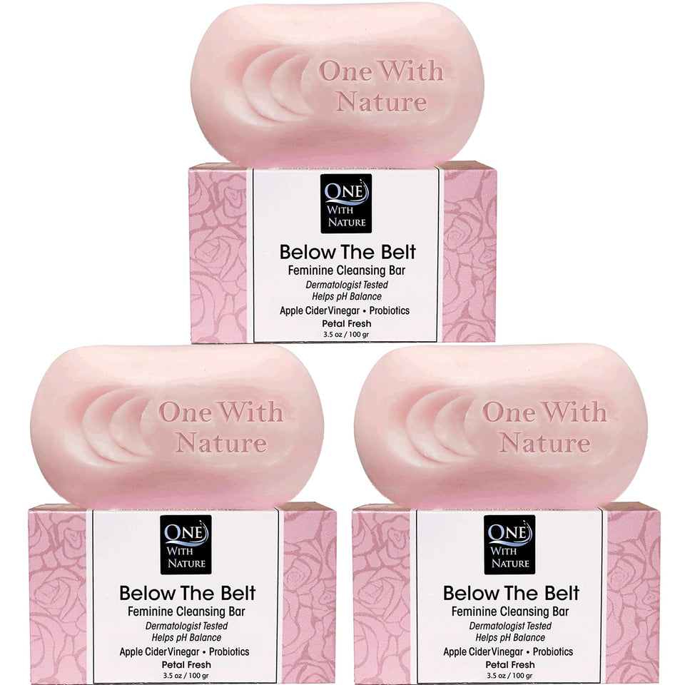 One With Nature front packaging showing three rose petal fresh bars and eco benefits