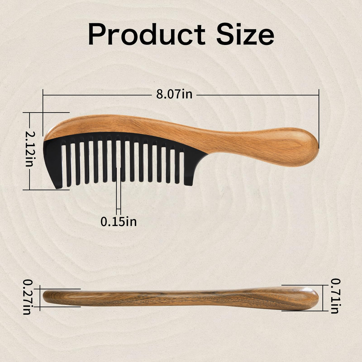 Onedor hair comb green sandalwood back-face provides natural fragrance and comfortable grip.