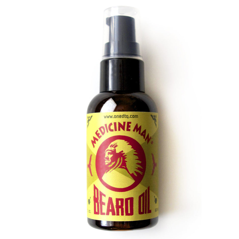 OneDTQ Medicine Man's Anti-itch Beard Oil bottle for smooth application.