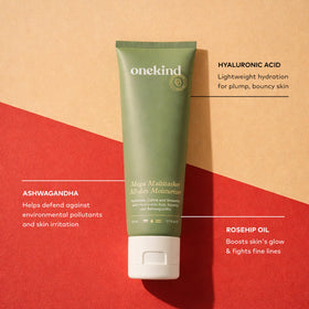Onekind Mega Multitasker fragrance-free label emphasizing clean, gentle skincare.