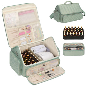 Onemoky Nail Polish Organizer exterior green; durable travel-ready case.