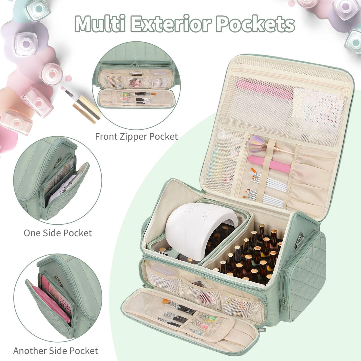 Onemoky Nail Polish Organizer removable pouch for quick-polish access.
