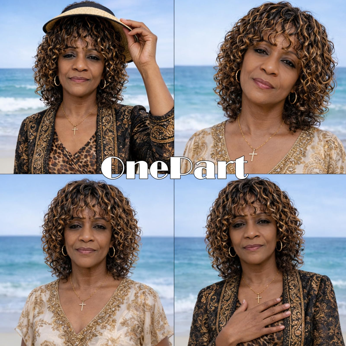 OnePart daily use water wave wig with bangs for everyday styling