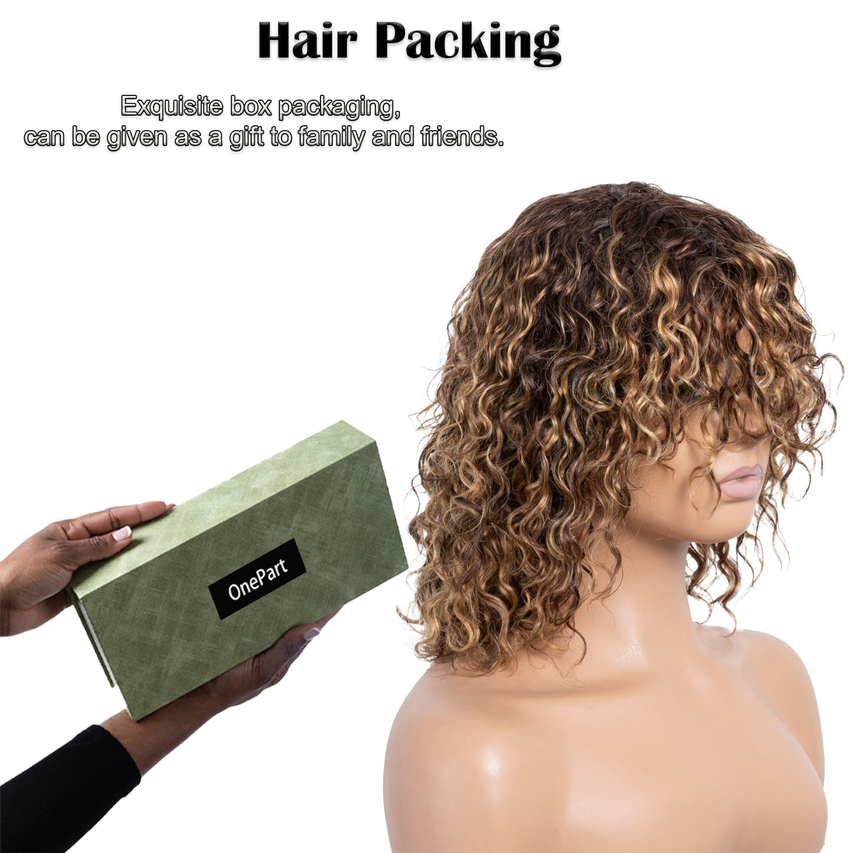 OnePart glueless water wave wig for quick, easy wear and removal