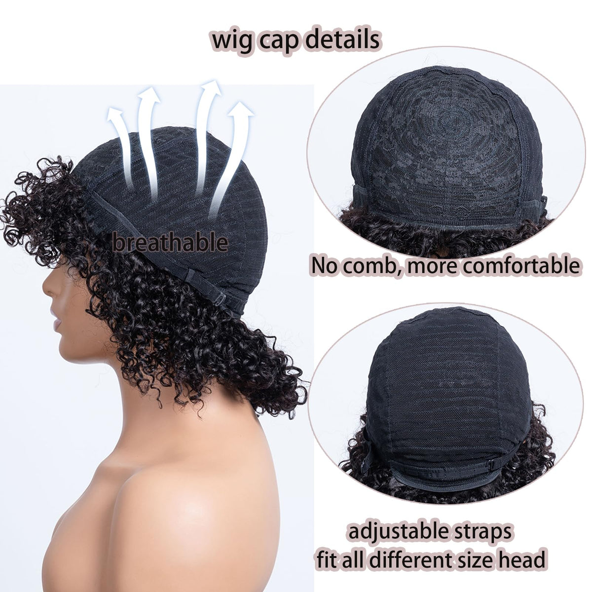 OnePart glueless wet and wavy wig, easy to wear and remove