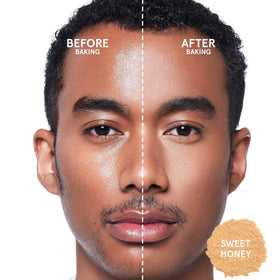 One/Size Patrick Starrr Sweet Honey swatch on medium-deep skin.