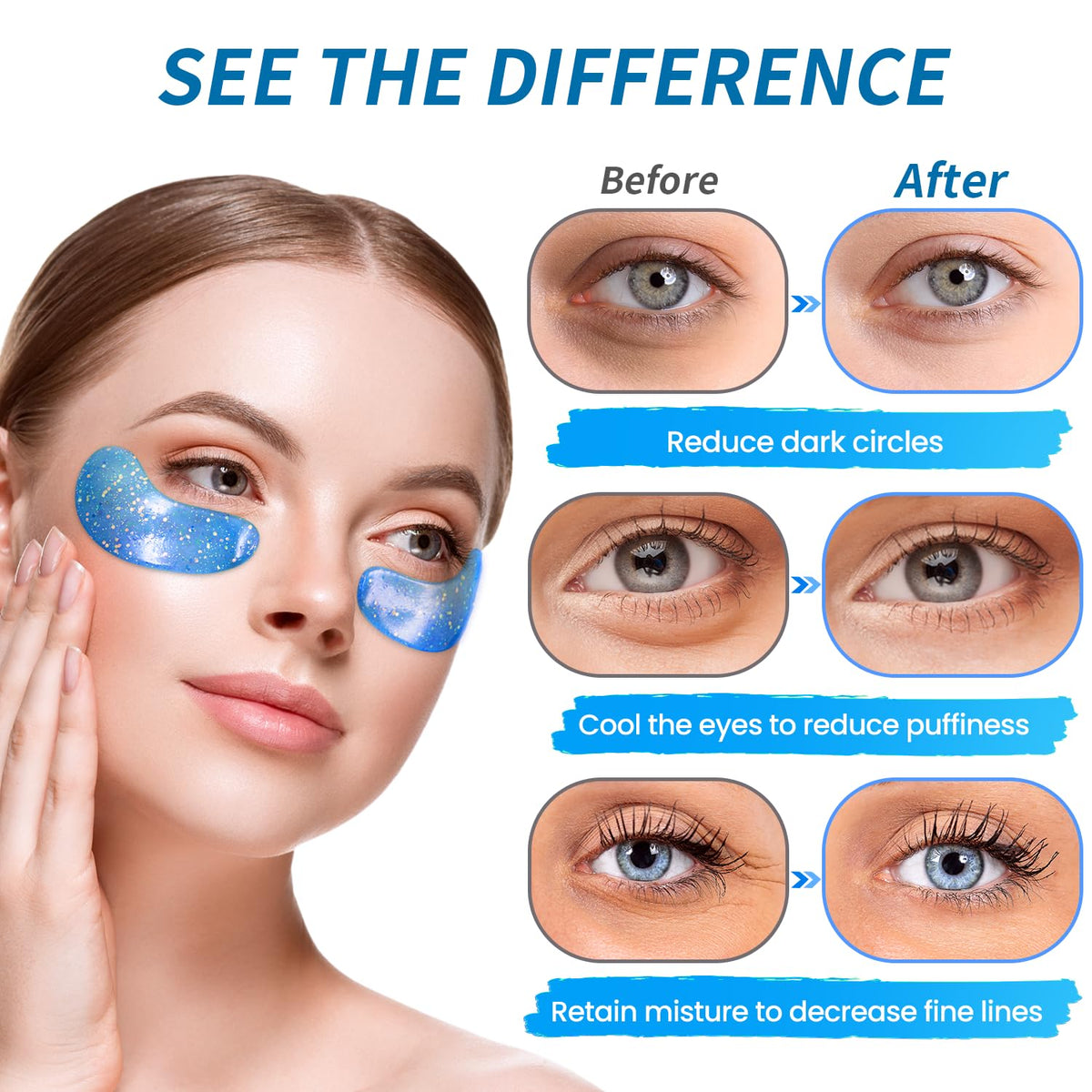 Onespring Eye Masks with collagen and pearl extract brighten the under-eye skin.