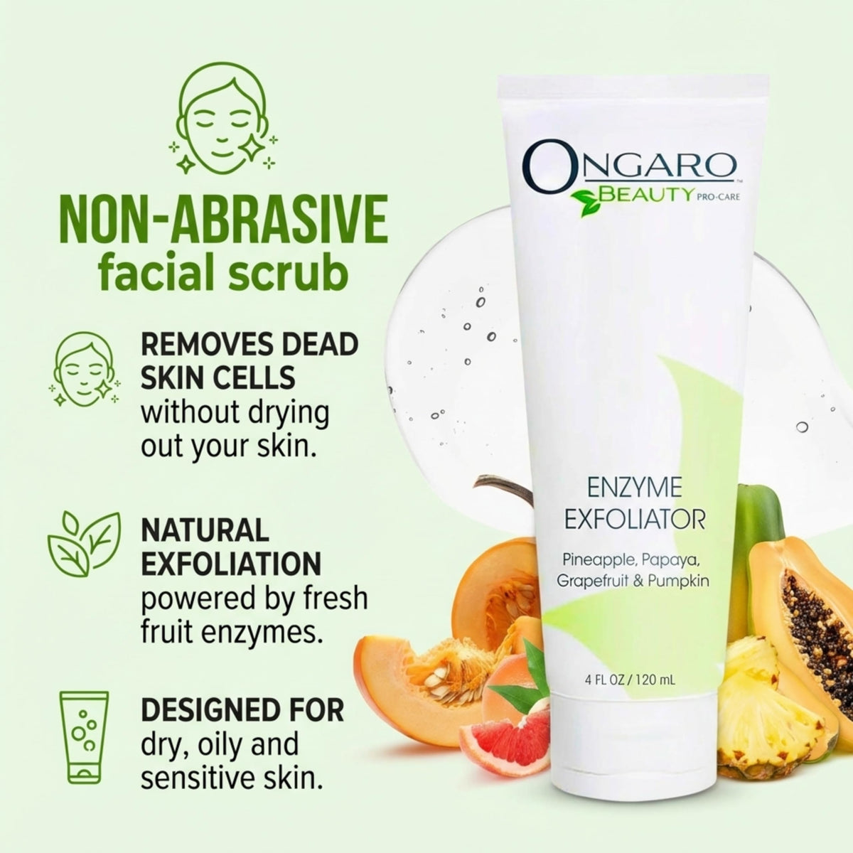 Ongaro Beauty Organic Face Scrub pineapple enzyme in action