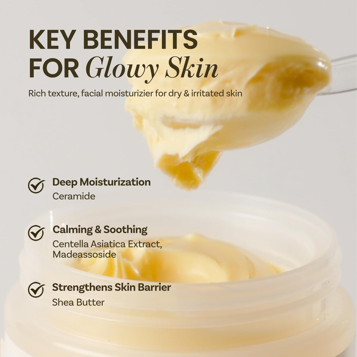 Ceramide layer in ONGREDIENTS Deep Calming Cream emphasizes barrier-supporting hydration and comfort.