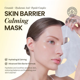 ONGREDIENTS sheet mask closeup reveals smooth texture ideal for daily soothing.