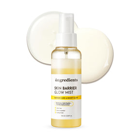 ONGREDIENTS Skin Barrier Glow Mist bottle highlights dual-layer hydration for a calm, radiant complexion.