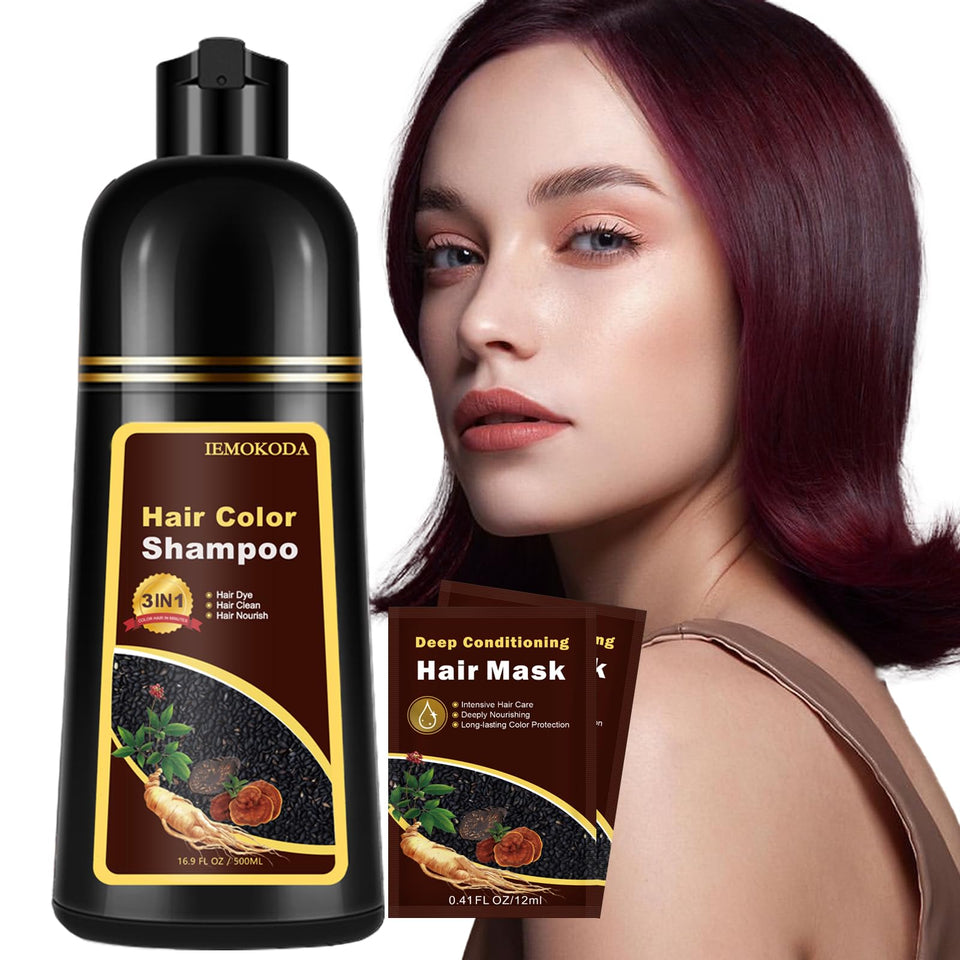 Onilyua burgundy dye shampoo bottle for easy at-home color application.
