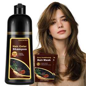 Onilyua Chestnut Brown Hair Dye Shampoo packaging shows easy at-home color