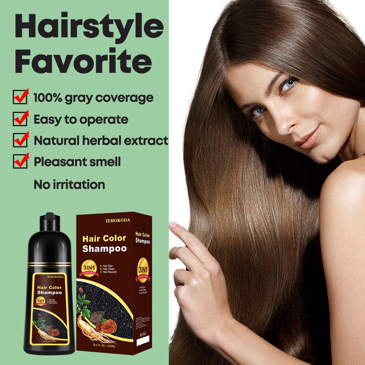 Onilyua Coffee Hair Dye Shampoo color result with rich coffee shade.