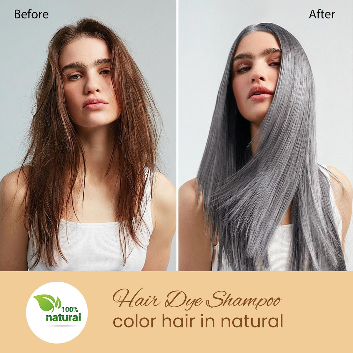 Onilyua silver hair dye shampoo application demonstrates at-home root touch-up