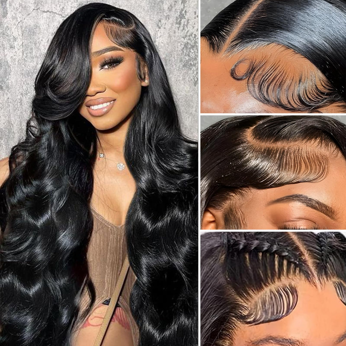 Onivan lace detail shows undetectable lace and pre-plucked knots for a seamless scalp