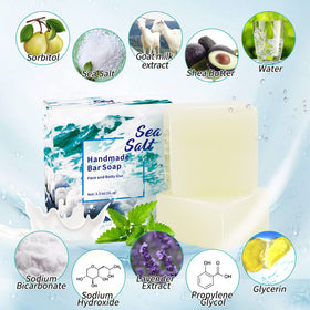 ONIYEA sea salt soap bar close-up showing exfoliating texture.