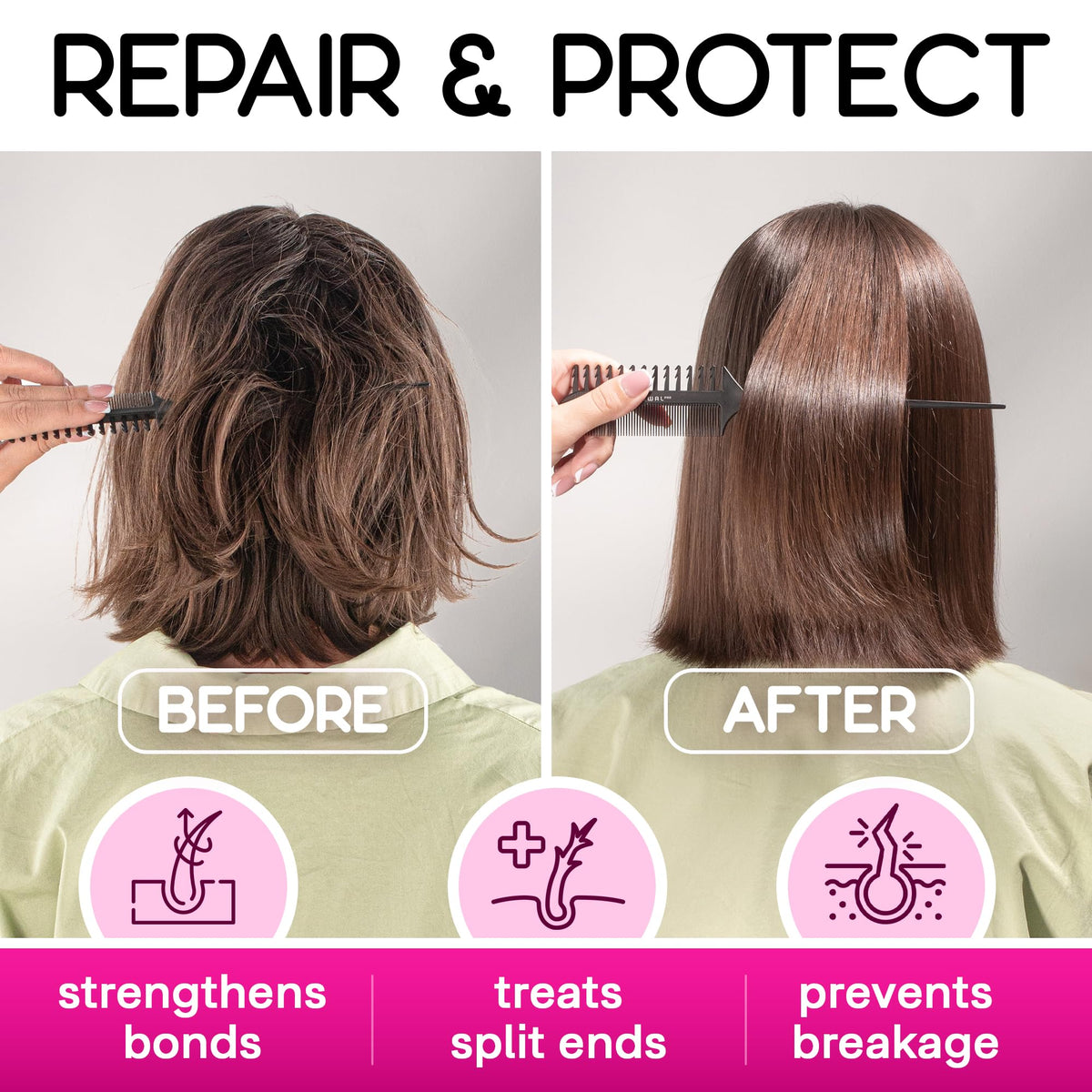 ONLY4HAIR argan oil rich formula supports hydration and gloss.