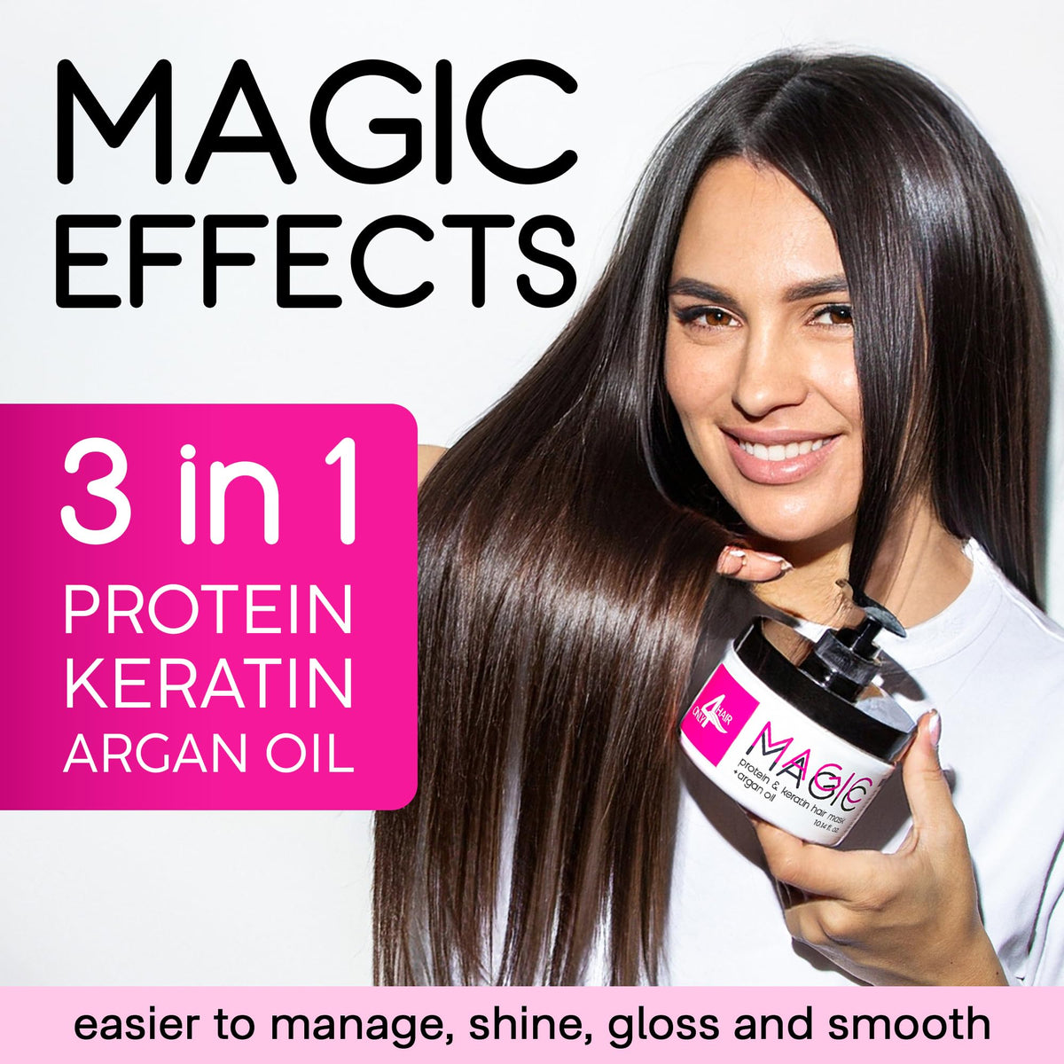 ONLY4HAIR hair repair mask application demonstrating smoothing and detangling.