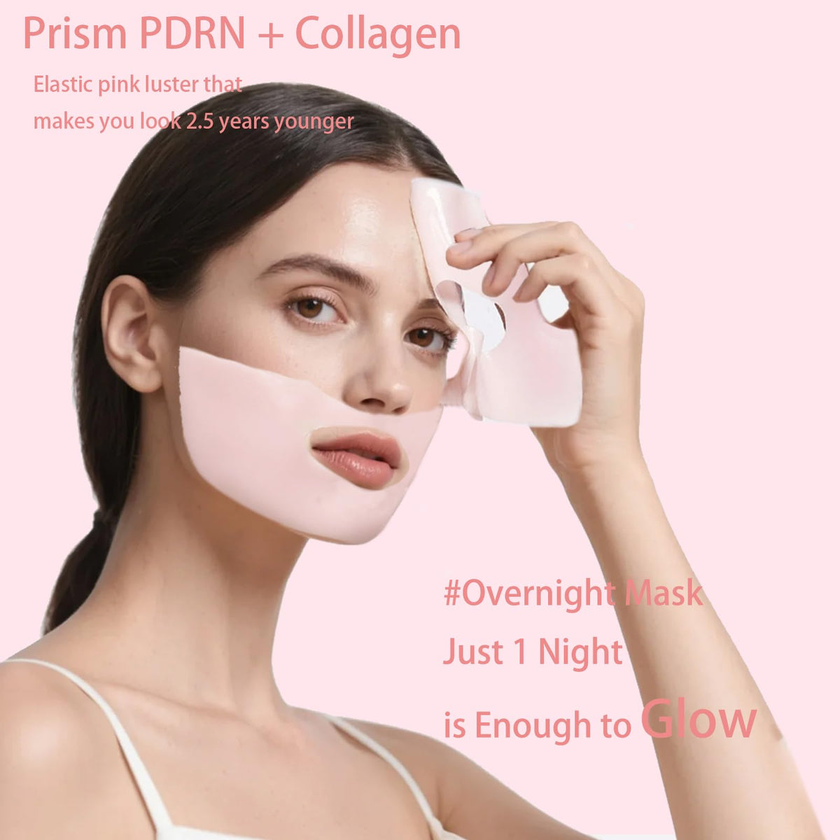 ONMYLOVIN pink gel mask on face contours for even absorption