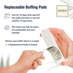 Onsen Secret replacement buffer pads included for ongoing maintenance and value.