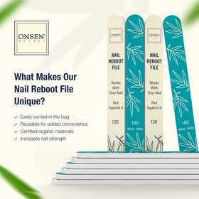 Onsen Secret Pocket-size nail files fit in a bag for travel touch-ups.