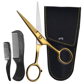 Ontaki beard scissors 5inch gold brass blade for precise trims.