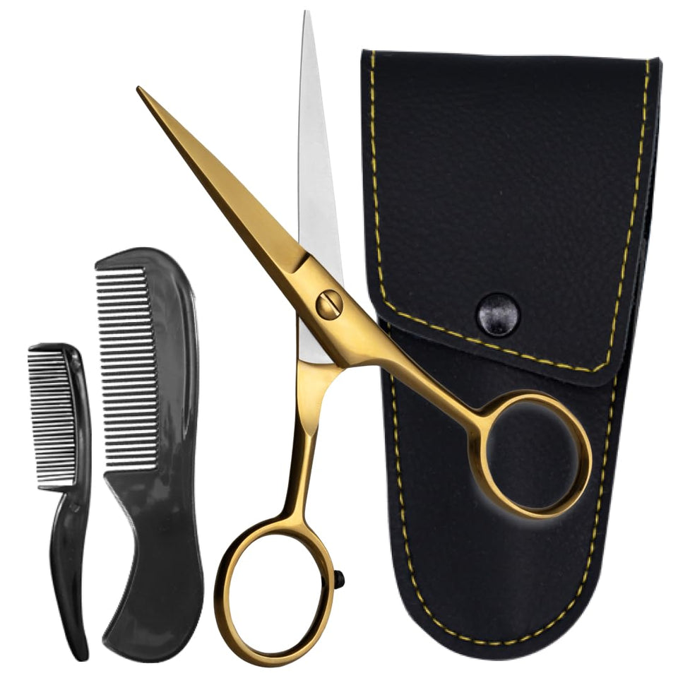 Ontaki beard scissors 5inch gold brass blade for precise trims.