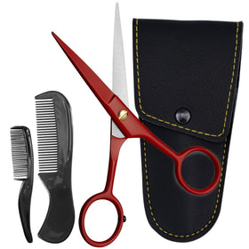 Ontaki beard scissors 5inch red handle for precise grooming