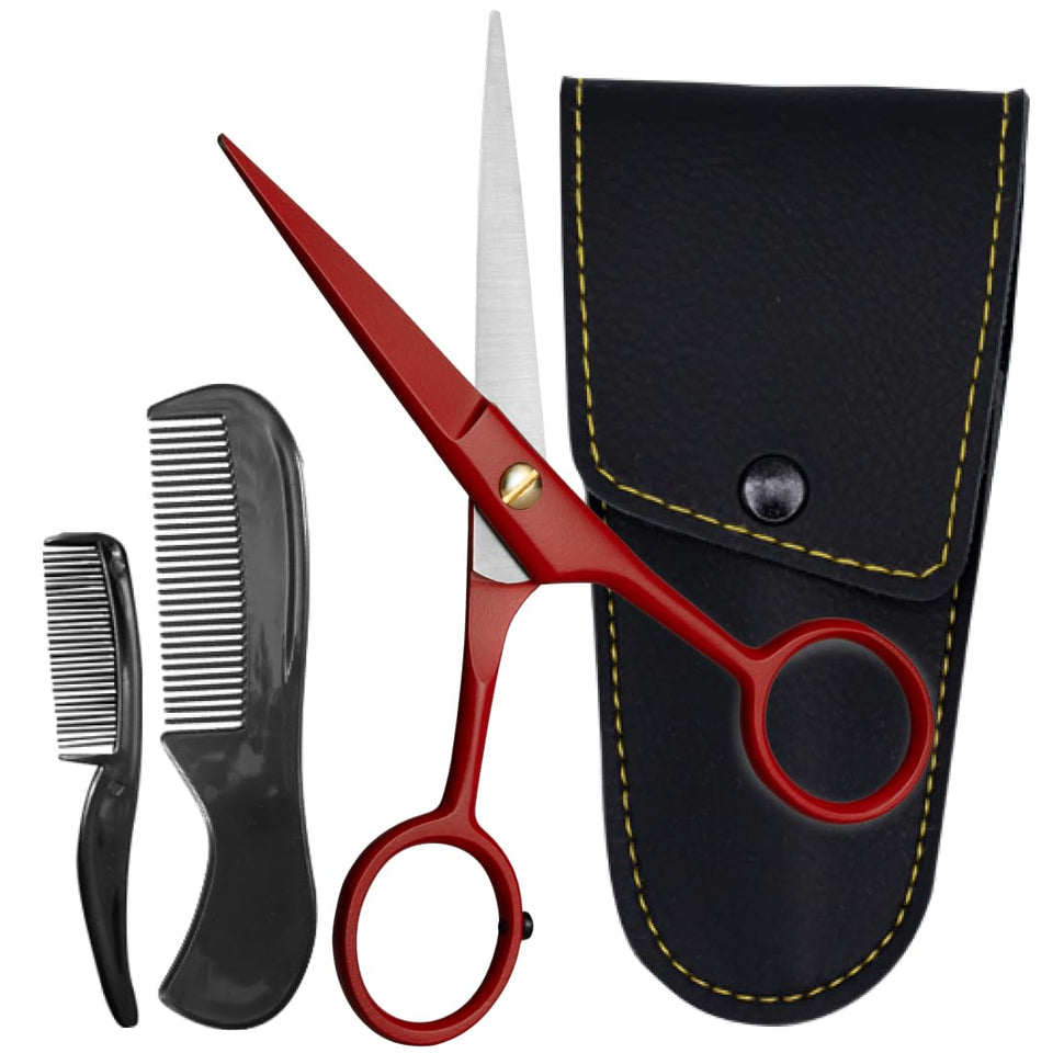 Ontaki beard scissors 5inch red handle for precise grooming