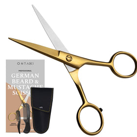 Ontaki beard scissors includes combs and case for complete grooming kit.