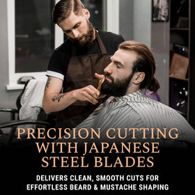 Ontaki mustache scissors provide precise control for defined mustache lines.