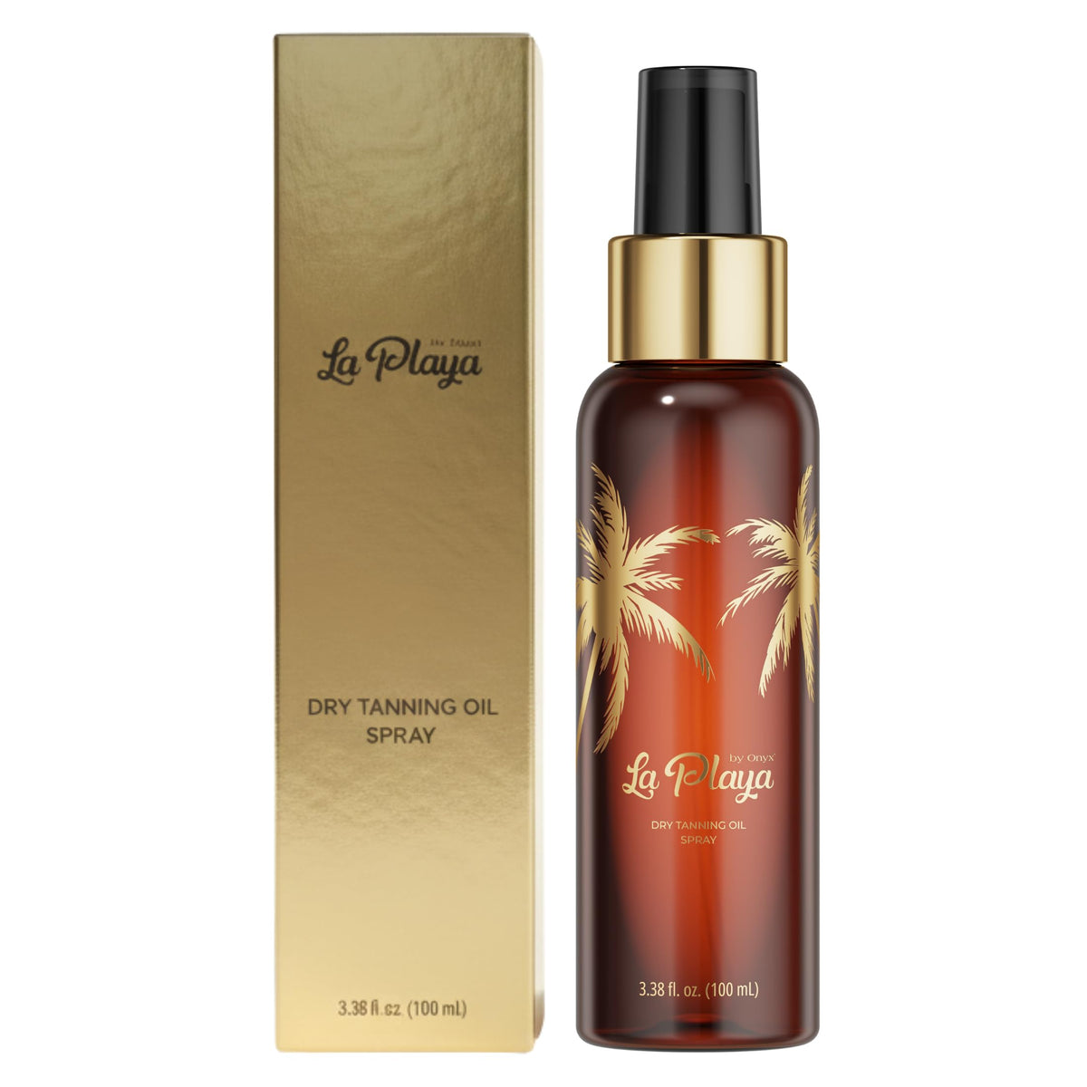Onyx La Playa Dry Tanning Oil Spray bottle ready for even application.