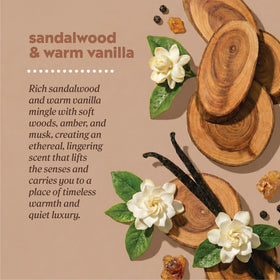 Onyx Sandalwood Vanilla fragrance note adds warm, inviting aroma