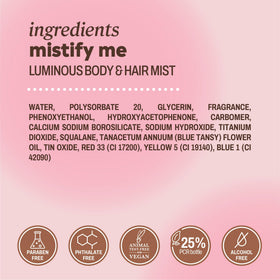 Onyx shimmer mist adds a soft glow to hair