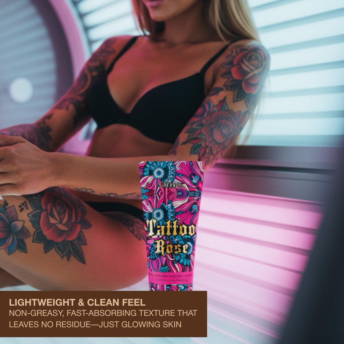 Onyx Tattoo Safe Lotion fade shield graphic emphasizing ink retention