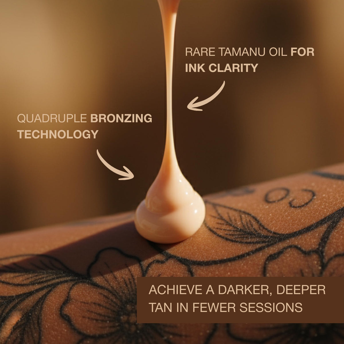 Onyx Tattoo Safe Lotion hydration droplets on skin during use